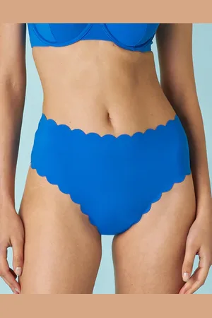 Dim Bas de maillot de bain taille haute Scallop en microfibre électrique