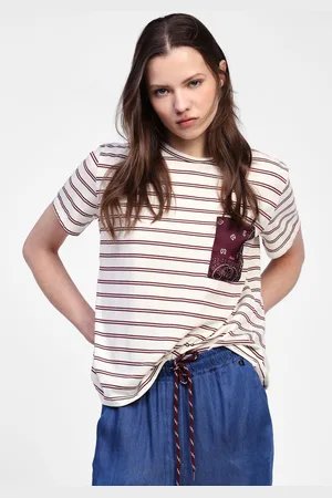 Dixie T-shirt rayé avec poche décorée