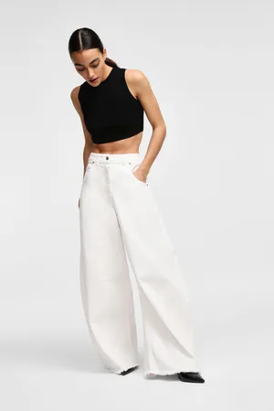 Dixie Jeans large et taille haute et ourlets vives