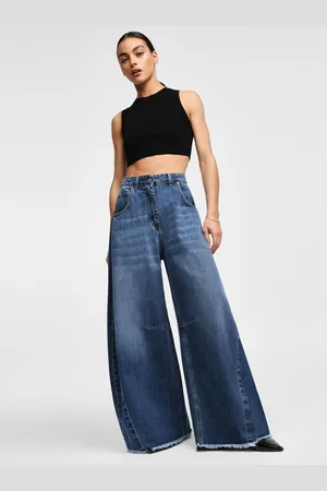 Dixie Jeans large à taille haute et ourlets vives