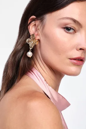 Dixie Boucles fleur et perle pendantes