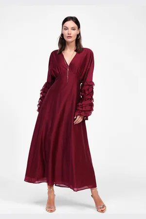 Dixie Robe longue à manches froncées
