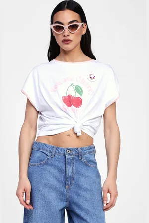 Dixie T-shirt nouée à motif fruité
