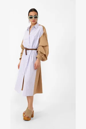 Dixie Robe midi rayée avec col classique
