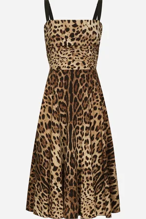 Dolce & Gabbana Robe Portefeuille En Cady À Imprimé Léopard - Femme Robes Imprim� Animalier Soie 36