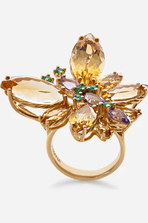 Dolce & Gabbana Bague Spring En Jaune 18 Ct Avec Papillon En Quartz Citrines - Femme Bagues 46