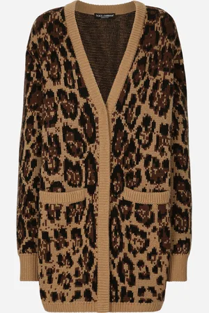 Dolce & Gabbana Cardigan Long En Cachemire Et Laine Jacquard Léopard - Femme Pulls Cachemire 38