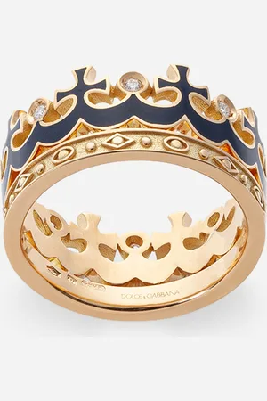 Dolce & Gabbana Bague Crown En Forme De Couronne Avec Émail Bleu Et Diamants - Homme Bagues 62
