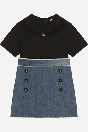 Dolce & Gabbana Robe En Jersey Et Denim Stretch À Logo Dg - Femme Robes 4 Years