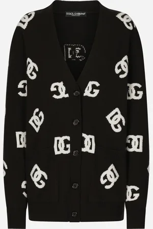 Dolce & Gabbana Cardigan En Laine Avec Dg En Intarsia - Femme Pulls Laine 36