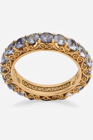 Dolce & Gabbana Heritage Band Ring In Yellow 18kt Gold With Light Blue Sapphires - Femme Bagues 46