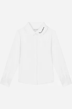 Dolce & Gabbana Chemise En Popeline À Broderie Sur Le Col - Femme Tops Et Chemisiers Coton 3 Years