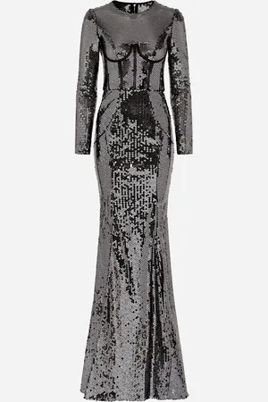 Dolce & Gabbana Robe Longue À Paillettes Et Détail Bustier - Femme Robes 36