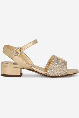 Dolce & Gabbana Sandales En Cuir Nappa Lamé Avec Strass Thermocollants - Femme Chaussures (24-38) Or Cuir 27