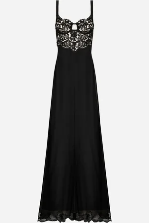 Dolce & Gabbana Robe Longue En Mousseline De Soie Et Bustier En Dentelle - Femme Robes Soie 44
