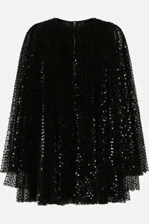 Dolce & Gabbana Robe Plissée Courte À Amples Manches Pailletées - Femme Robes Tulle 40