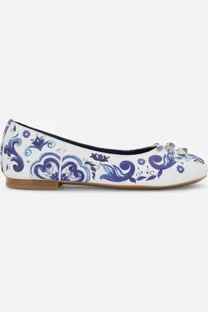 Dolce & Gabbana Ballerines En Cuir De Veau À Imprimé Majoliques - Femme Chaussures (24-38) 25
