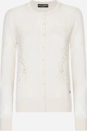 Dolce & Gabbana Cardigan En Cachemire Et Soie Avec Intarsias En Dentelle - Femme Pulls 40