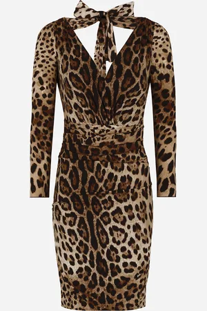 Dolce & Gabbana Robe Courte En Charmeuse À Imprimé Léopard Et Nœud - Femme Robes Imprim� Animalier Soie 36
