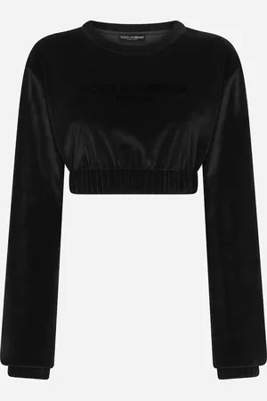 Dolce & Gabbana Sweat-shirt Court En Chenille Avec Broderie En Point Noué - Femme T-shirts Et Sweatshirts Coton 36