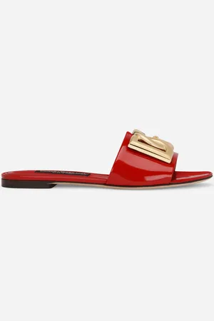 Dolce & Gabbana Mules En Cuir De Veau Brillant À Logo Dg - Femme Mules Et Sabots Cuir 35