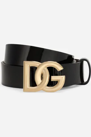 Dolce & Gabbana Patent Leather Belt With Dg Logo - Femme Accessoires Cuir S