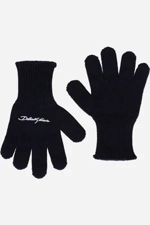 Dolce & Gabbana Gants En Maille Côtelée Avec Logo Brodé - Femme Accessoires Laine S