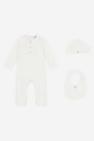 Dolce & Gabbana Set Cadeau 3 Pièces En Jersey Interlock Et Popeline - Homme Lots Cadeaux Et Bodys Coton 6/9 Months