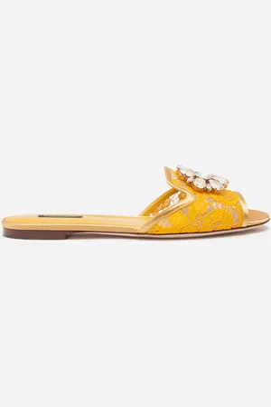 Dolce & Gabbana Mules En Dentelle À Cristaux - Femme Mules Et Sabots Dentelle 35.5