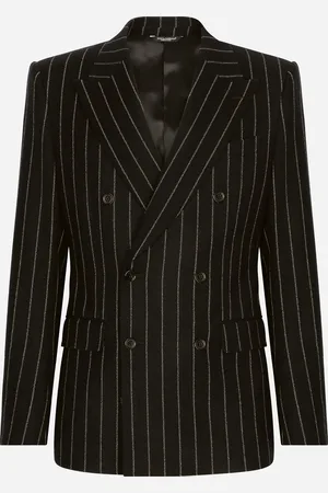 Dolce & Gabbana Veste Croisée En Laine Stretch À Rayures Tennis - Homme Costumes Et Blazers Laine 48