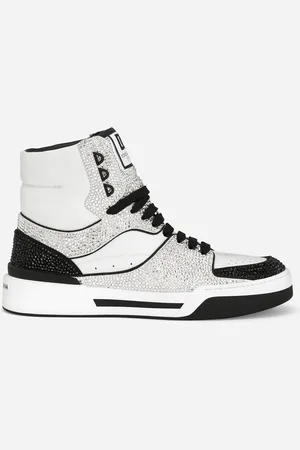 Dolce & Gabbana Sneakers Montantes New Roma En Cuir De Veau Avec Strass Thermocollants - Homme Sneakers Noir Cuir 39