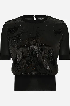 Dolce & Gabbana Pull À Manches Courtes Avec Paillettes Brodées - Femme Pulls 38