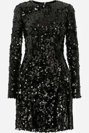 Dolce & Gabbana Robe Courte À Manches Longues Et Paillettes - Femme Robes Paillettes 36