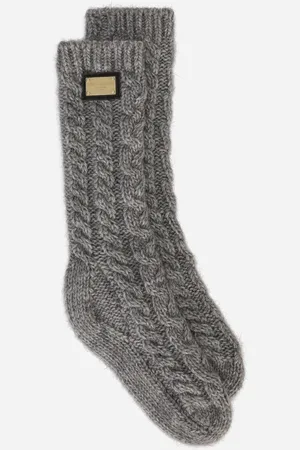 Dolce & Gabbana Chaussettes En Laine Avec Plaquette À Logo - Femme Accessoires Tissu S