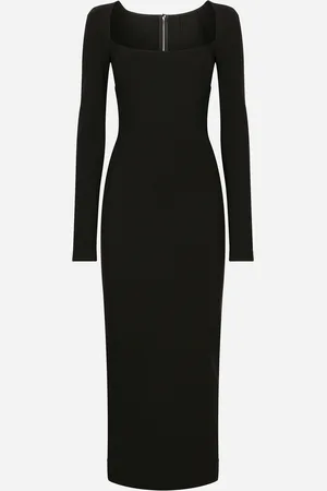 Dolce & Gabbana Robe Fourreau À Manches Longues En Jersey Maille Milano : - Femme Robes Viscose 36