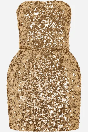 Dolce & Gabbana Robe Sans Bretelles Courte Et Pailletée - Femme Robes Or 42