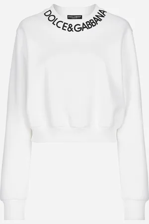 Dolce & Gabbana Cropped Jersey Sweatshirt With Logo Embroidery On Neck - Femme T-shirts Et Sweatshirts Coton 36