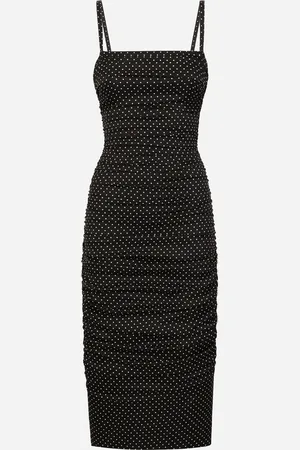 Dolce & Gabbana Charmeuse Sheath Dress With Micro Polka-dot Print: - Femme Robes 36