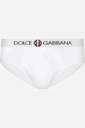 Dolce & Gabbana Slip Mi-long En Coton Bi-stretch Avec Écusson - Homme Sous-vêtements Et Loungewear Coton 3