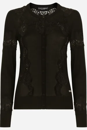 Dolce & Gabbana Cardigan En Cachemire Et Soie Avec Intarsia En Dentelle - Femme Pulls 36