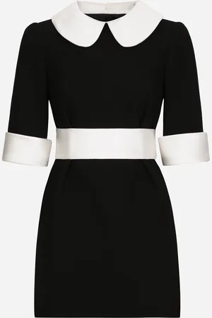 Dolce & Gabbana Robe Courte En Crêpe De Laine Avec Détails En Satin - Femme Robes Laine 40