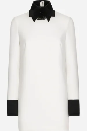 Dolce & Gabbana Robe Courte En Toile De Laine Avec Détails En Satin - Femme Robes 40