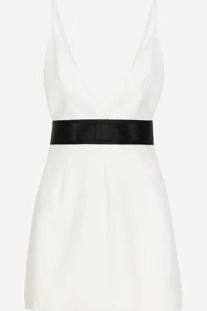 Dolce & Gabbana Robe Courte En Toile De Laine Avec Bretelles Et Ceinture En Satin - Femme Robes 40
