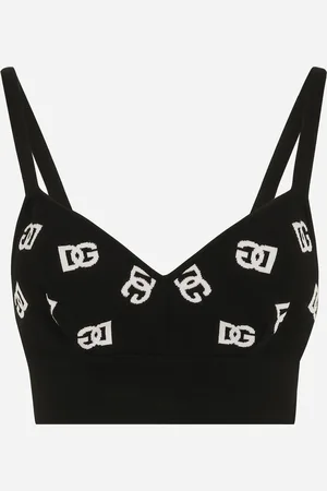 Dolce & Gabbana Top Soutien-gorge En Viscose Avec Logo Dg En Jacquard - Femme Pulls Multicolore 40