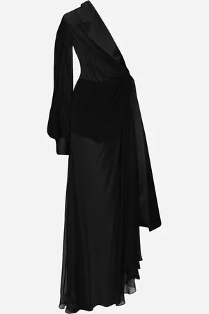 Dolce & Gabbana Longue Robe Asymétrique En Mousseline - Femme Robes Soie 36