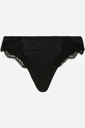 Dolce & Gabbana Tanga En Satin Avec Dentelle - Femme Lingerie Soie 1