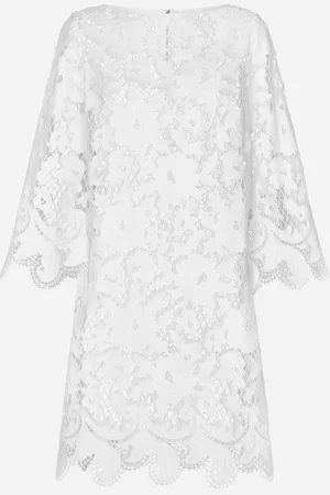 Dolce & Gabbana Robe Courte Et Fluide En Coton Avec Broderie Florale Découpée - Femme Robes 40