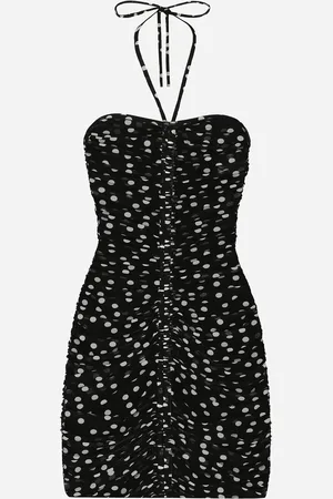 Dolce & Gabbana Robe Drapée Courte En Tulle Avec À Pois - Femme Robes 36