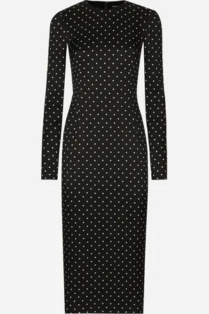 Dolce & Gabbana Robe Fourreau Mi-longue En Charmeuse Avec À Pois - Femme Robes 40