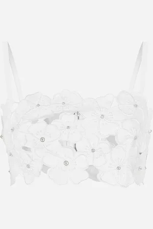 Dolce & Gabbana Top Brassière En Coton Avec Broderie Ajourée Et Strass Décoratifs - Femme Tops Et Chemisiers 38